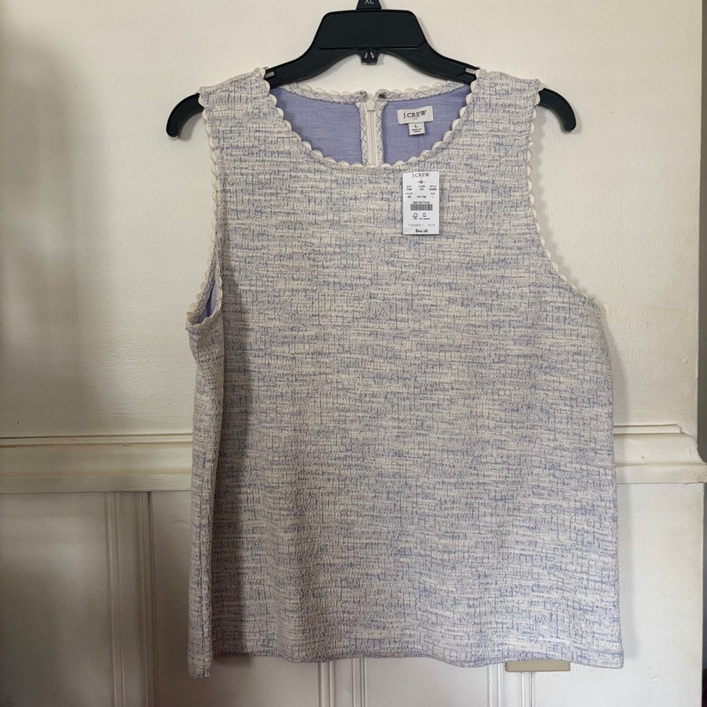 J. Crew Women's‎ Textures Tank Large NWT Scalloped Edge Tweed Fabric